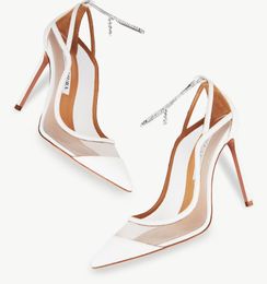 23S/S Elegant Brand Secret Affair Pump Women Mesh surface Sandals Shoes Leather Square toe Mule Walking High Heels Lady Sandalias