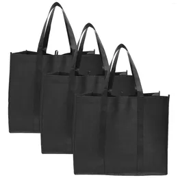 Storage Bags 3pcs Reusable Grocery Shopping Tote With Handles Portable Non-woven Fabrics Gift Bag