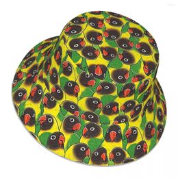 Berets Yellow-collared Masked Lovebird Reflective Bucket Hat Men Women Outdoor Sunscreen Beach Sun Hiking Fishing Cap