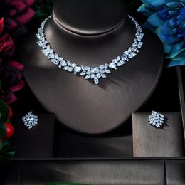 Necklace Earrings Set Fashion Clear Zirconia Small Flower Cubic Zircon Wedding Jewellery Promotion Nickel Free Factory