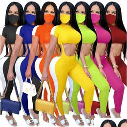 Women'S Two Piece Pants Designer 2021 Pant Women Wear With Strap Leggings Open Waist Jacket Fashion Suit Add Mask Included Recommend Dhden