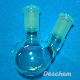 100ml 24/40 Round Bottom Glass Flask 2-neck Lab Boiling Flasks Double Necks