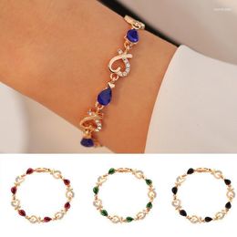 Link Bracelets Chain Women Crystal Zircon Love-Heart Design Fashion Bracelet Handmade Alloy Jewellery Gifts D88 Raym22