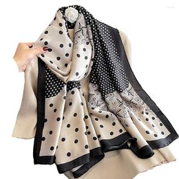 Scarves Silk Scarf Women Designer Polka Dot Foulard Female Summer Beach Shawls And Wraps Ladies Bufanda Mujer