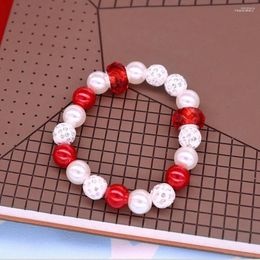 Bangle Handmade Red White Beads Stretch Bracelets Sorority Club Party Gifts Jewelry