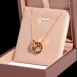 Pendant Necklaces Trendy Circle Necklace With Cubic Zirconia Simple Stylish Clavicle Chain For Women Wedding Eternity Jewellery