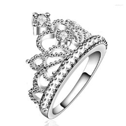 Wedding Rings Luxury Crown Shape Zirconia Engagement Ring For Party Silver Colour India Jewellery Fashion Finger Gifts Women