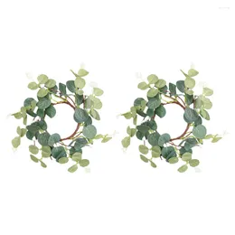 Decorative Flowers 2 Pcs Summer Tray Decor Ring Nordic Easter Accessory Household Gift 15x15cm Supply Wreath Green Iron Wire Bride