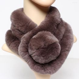 Scarves 2023 Winter Women Genuine Real Rex Fur Scarf Natural Warm Ring Muffler Lady Quality