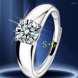 Cluster Rings 2023 Classic 1CT Moissanite Ring For Men Diamond Jewelry Real 925 Silver Gifts No Sign Engagement Wedding