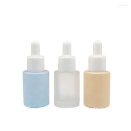 Storage Bottles 20pcs Dropper Bottle 15ml Empty Frost Blue Refilable Essential Oil Vials Cosmetic Essencn Emulsion Glass For