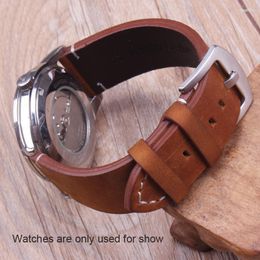 Watch Bands Watchbands 18 20 22mm Italian Genuine Leather Dark Brown Black Man Women Handmade Vintage Wrist Band Strap Metal Buckle