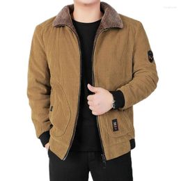 Men's Jackets Men's Thickened Warm Corduroy Plush Jacket Winter Fur Collar Large M-6XL Casual Loose Solid Colour Windproof Parka