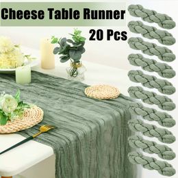 Table Runner 20Pcs Cotton Table Runner Wedding Cheese Table Cloth Retro Dining Place Mats Rustic Boho Gauze Party Desk Festivals Decor 230621