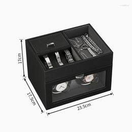 Watch Boxes Multifunctional Led Double Head Vertical Megger Motor Box Automatic Winder Storage Tape Lamp Jewelry