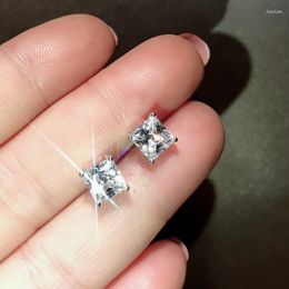 Stud Earrings Choucong Fine Square Earring Diamond Real 925 Sterling Silver Engagement Wedding For Women Bridal Party Jewelry