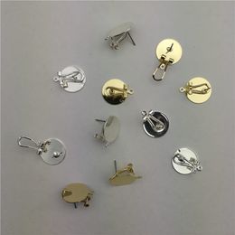 Pins Brooches 20pcs 15MM Gold Silver Colour Ear Clip With Pin Copper Metal DIY Earring Finding 230621