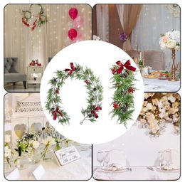 Decorative Flowers Rattan Hanging Garland Simulation Pine Window Door Garlands Atmosphere Layout For Holiday Wedding Home Xmas Party Decor