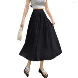 Skirts Pleated Women A-line Summer Korean Style Sweet Fashion Simple All-match Temperament Ladies Vacation Casual Classic PZ4432