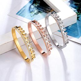 Bangle High Quality Unique Design Smile V Crystal Hollow Stainless Steel Bracelet Ladies Jewellery Love Gift Wholesale Raym22