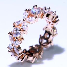 Cluster Rings Size 6-10 Rulalei Jewellery 925 Silver&Rose Gold Fill Marquise Cut 5A Cubic Zirconia Bow Wedding Band Ring Gift