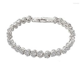 Link Bracelets Chain Women Roman Style Crystal Alloy Love-Heart Design Fashion Bracelet Handmade Jewellery Gifts H9 Raym22