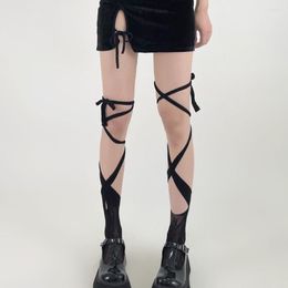 Women Socks Jk Tie Lace Fishnet Stockings Irregular Split-toe Calf Women's Middle Tube Straps Summer Sexy Long Japanese