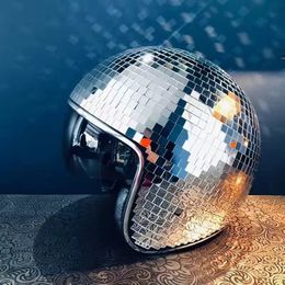 Decorative Objects Figurines Disco Ball Helmet Mirror Glass Glitter Classic Party Bar Room Party Decoration American Retro Art Disco Shiny Hat Ornaments 230621