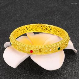 Bangle Filigree Luxury Women Yellow Gold Filled Bracelet Female Dubai Wedding Party Jewellery Gift Unopen Raym22
