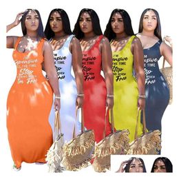 Plus Size Dresses Women Clothes Letter Sexy Printed Suspender Dress 2022 Summer Womens Clothing Casual Xl 5 Drop Delivery Apparel Dhiea