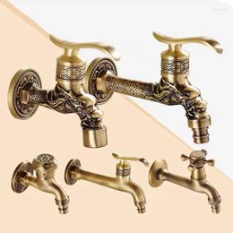 Bathroom Sink Faucets Antique Brass Wall Mount Basin Cold Water Faucet Tap G 1/2 Inch Outdoor Garden Hose Mop TWL031