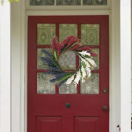 Decorative Flowers Memorial Day Wreath Fine Craftsmanship Handcrafted Ornamental Colorful Front Door Party Accessory