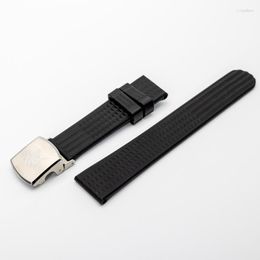 Watch Bands 20mm Rubber Strap Micro Adjustment Waffle Watchbands 18mm Steel Clasp No-Pin Deployment Buckle Bracelet Deli22