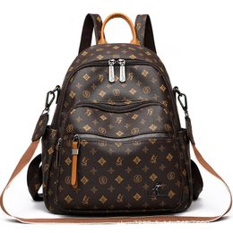 wholesale ladies shoulder bags 6 Colours this year's popular printed handbags soft solid Colour thick travel leisure leather backpack Colour matching female bag 793#