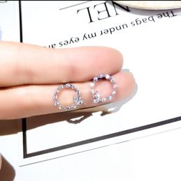 Stud Earrings Korean Simple Silver Geometric Round Garland Zircon Fashion 925 Jewellery Christmas Gift