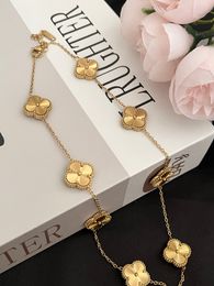 T GG Chokers Highend Style Designer Brand Four Leaf Clover Chokers Necklaces Luxury Stainless Steel 18K Gold Plated Necklace Torques Fashion L