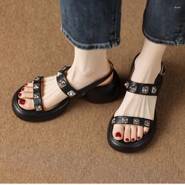 Sandals Shoes For Women 2023 Fashion Buckle Strap Women's Summer Casual Rivet Metal Decoration Wedge Ladies