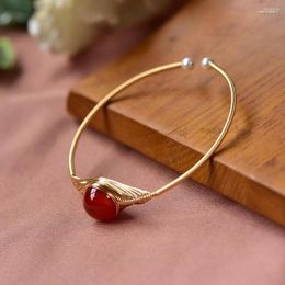 Bangle Wire Wrapped Carnelian Resizable Bracelet Cuff 1 Or 9 12mm Smooth Round Beaded Red Agate Natural Healing Crystal Stone