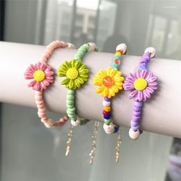 Strand Beaded Strands Punki Fashion Yellow Enamel Flower Charm Bracelets Polymer Clay Adjustable For Women Girl Jewellery Raym22