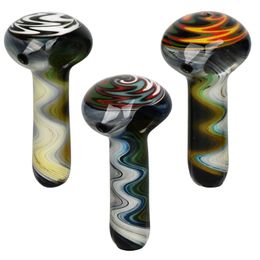 Colourful Heady Wig Wag Thick Glass Pipes Portable Dry Herb Tobacco Philtre Spoon Bowl Smoking Bong Holder Handpipes Easy Clean Hand Holder Tube DHL