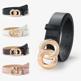 Belts Belt Women's Girls Fashion Solid Color PU Leather Metal Chain Buckle Casual Dress Jeans Wild