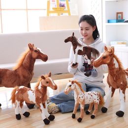 Plush Dolls Simulation Horse Plush Toy 4 Styles Stuffed Animal Dolls High Quality Classic Toys Kids Birthday Gift Home Decor Prop Toy 230621