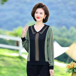 Women's Blouses Women's 2023 Spring Female Clothing 40-50 Year Old Middle-Aged Women'S Elegant Fashionable Top Print Shirt &