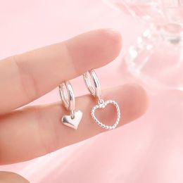 Stud Earrings Trendy Simple Design Silver Color Hollow Heart Drop For Women Buckle Fashion Ear Piercing Dangle Earring Gift