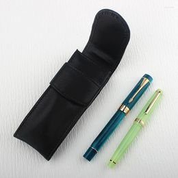 Luxury PU Leather 2 Slots Pen Tray Holder Pencil Case Office School Supplies Pouch Creative Gift