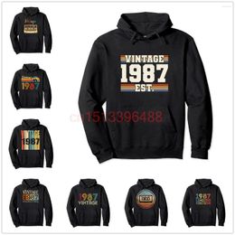 Men's Hoodies 95% Cotton Est. 1987 Vintage Limited Edition 35th Birthday 80's Gift Pullover Hoodie Sweatshirt Men Women Tracksuit