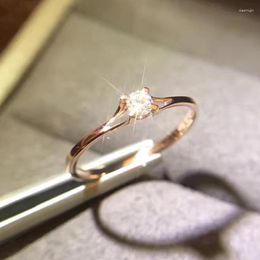 Cluster Rings Minimalist Female Small White Round Ring 925 Sterling Silver Rose Gold Wedding Promise Love Engagement For Women