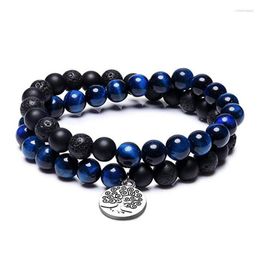 Strand Chakra Natural Stone Blue Bracelets Tree Of Life Bracelet Mala Beads Reiki Healing Meditation Energy Bangles