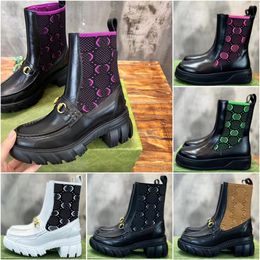 Lüks Jersey Botlar Tasarımcı Kadın Klasik Ayak bileği Botları Moda Eğitim Ayakkabıları Örgü Deri Kış Kış Orta Topuk Kısa Boot Boyutu 35-41