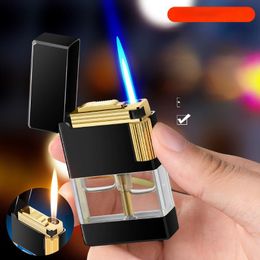 New Windproof Transparent Gas Refill Lighter Jet Torch Cigar Cigarette Flint Lighter Retro Butane Lighter Smoking Accessories